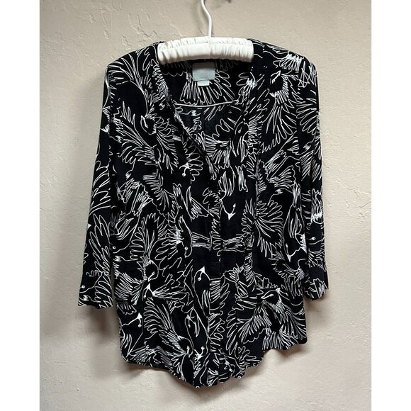 Maeve Tops - Anthropologie Maeve Womens 3/4 Sleeve Tunic Top Size 4 Black Pintuck Wildbird